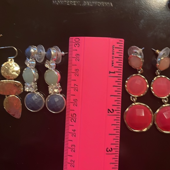 Earrings!  Three pair that dangle color and sparkle. Longest is 2”. - Picture 5 of 6
